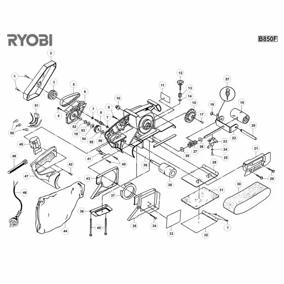 Ryobi B850F Spare Parts List Type: 1000018051